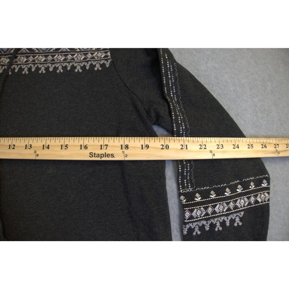Style & Co. Pullover hoodie long sleeved embroidered with tassel pulls size M - Picture 7 of 8